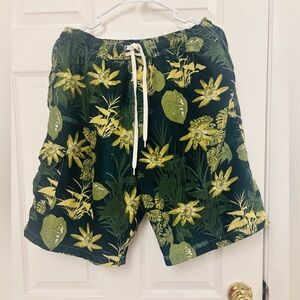 RS Surf Swim Trunks Board Shorts Green Floral Size Medium